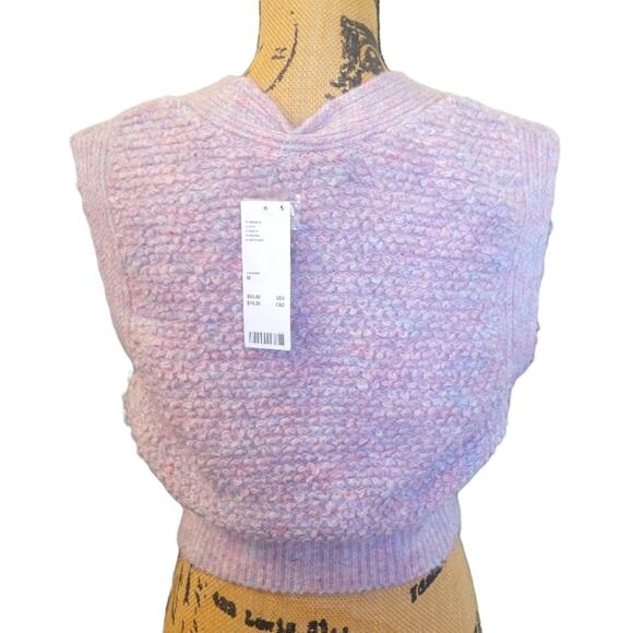 New Medium Urban Outfitters Lilac Lavender Textured Sweater Vest, Wool Blend - Picture 3 of 7